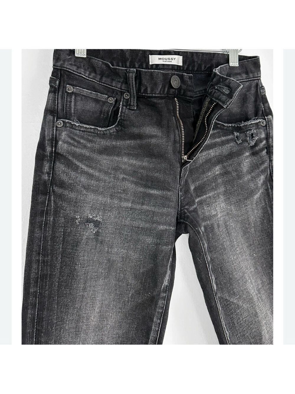 Moussy Vintage tapered slightly Distressed Gray black Jeans size 26